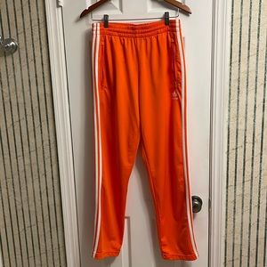NWT Men’s Adidas Track Pants, Size M, Orange with White 3 stripes